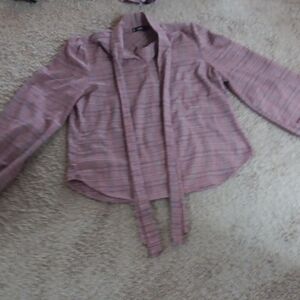 Pink Plaid Long Sleeve Blouse